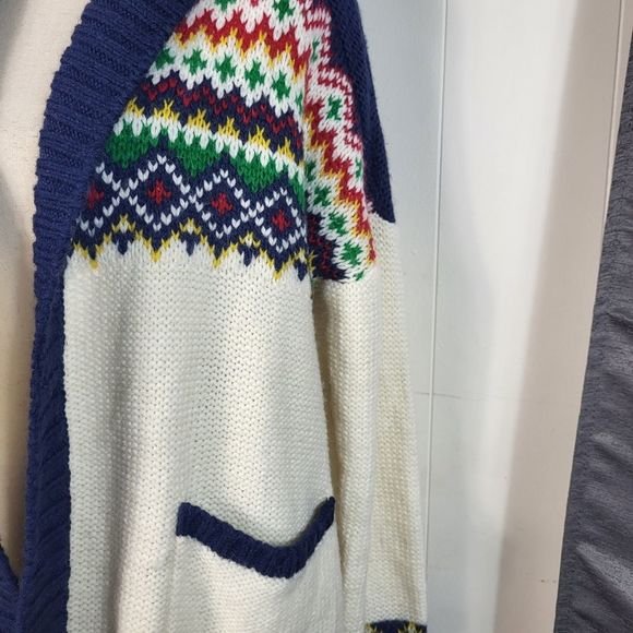 American Eagle Alpaca Wool Mohair Blend Nordic Knit Open Cardigan Size Large - Picture 3 of 5